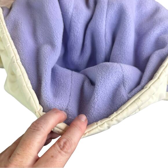 Vintage Down Filling Puffer Jacket Winter Fleece  - CREAM LAVENDER BLACK - Picture 7 of 10